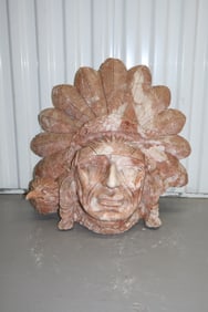 Hand carved marble Native American Statue