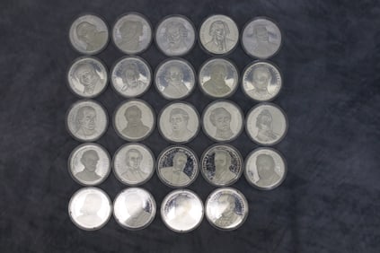 Set of 24 Silver Presidential coins
