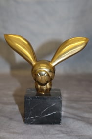 Vintage Gaston Lachaise brass bee sculpture mounted on a marble base