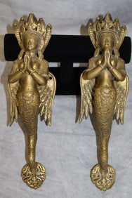 A Pair of Naga-Kanya Door Handles