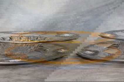 Murano Venezia Hand painted gilt glass bowl and plate set