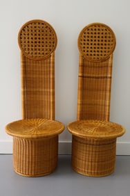 Bonacina Wicker Throne Chair set