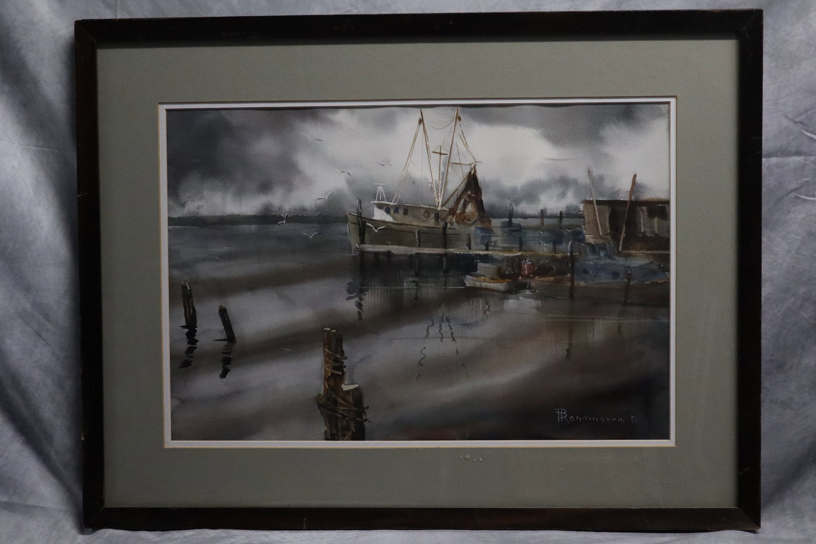 Signed watercolor painting by unknown artist (1 of 4)