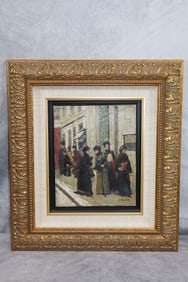 H. RENAUD PARISIAN SCENE OIL ON CANVAS