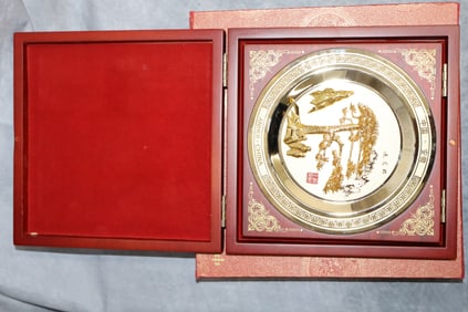 Gold Plated Chinese Commerative plate