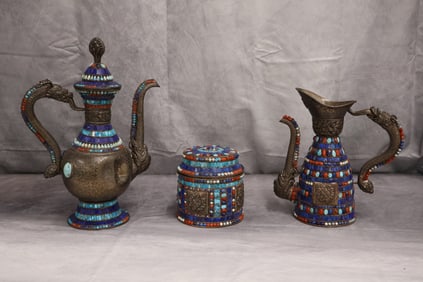 Antique Tibetan Nepalese Tea set