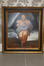 "Man Hiding Key" Mario Gruber(Brazil, 1927-2011) Oil on Canvas