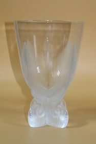 Lalique French Crystal OSMONDE Fern Leaves Vase