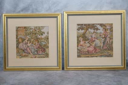 Lot of 2 Framed Art tapestry's