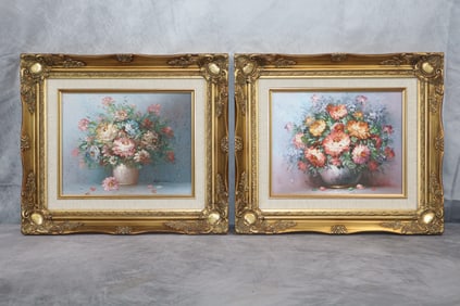 2 Robert Helman flower oil paintings