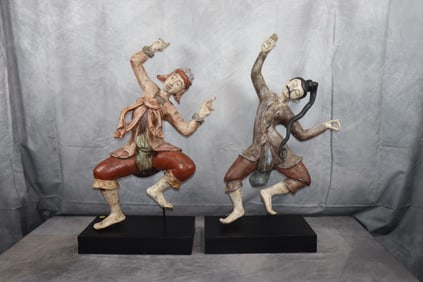 Pair of Burmese Dancing Figurines