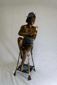 Hand painted Champagne Lady Bronze