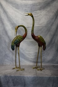 Hand painted Bronze heron pair
