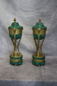 A pair of Malachite and Gilt bronze Parfumes, 19th century