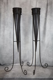 Pair of fluted plant stand