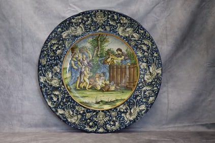 ANTIQUE ITALIAN URBINO MAJOLICA CHARGER 18th CENTURY