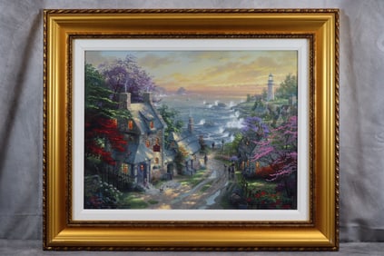 "The Village Lighthouse" Lithograph by Thomas Kinkade (American, 1958-2012)