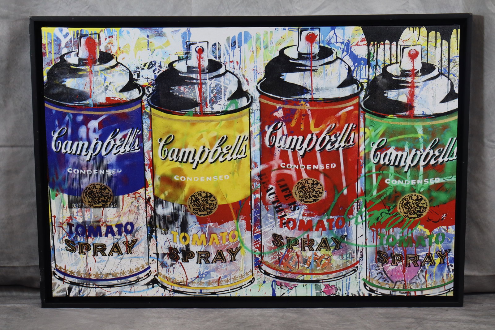 Pop Art Campbell Soup Print: Pop Art Campbell's soup can print. Dimensions: H:22in L:32in