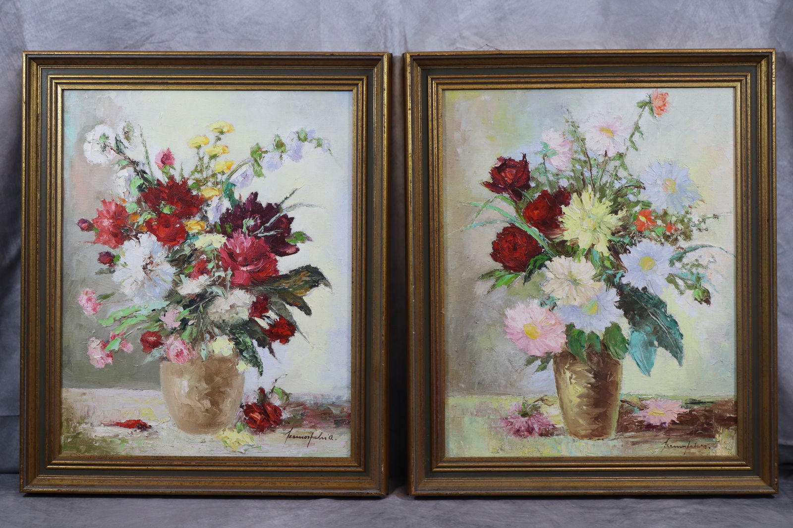 Pair of Still life Oil Paintings by " Szamosfalvi" (Hungary, B.1920) (1 of 8)