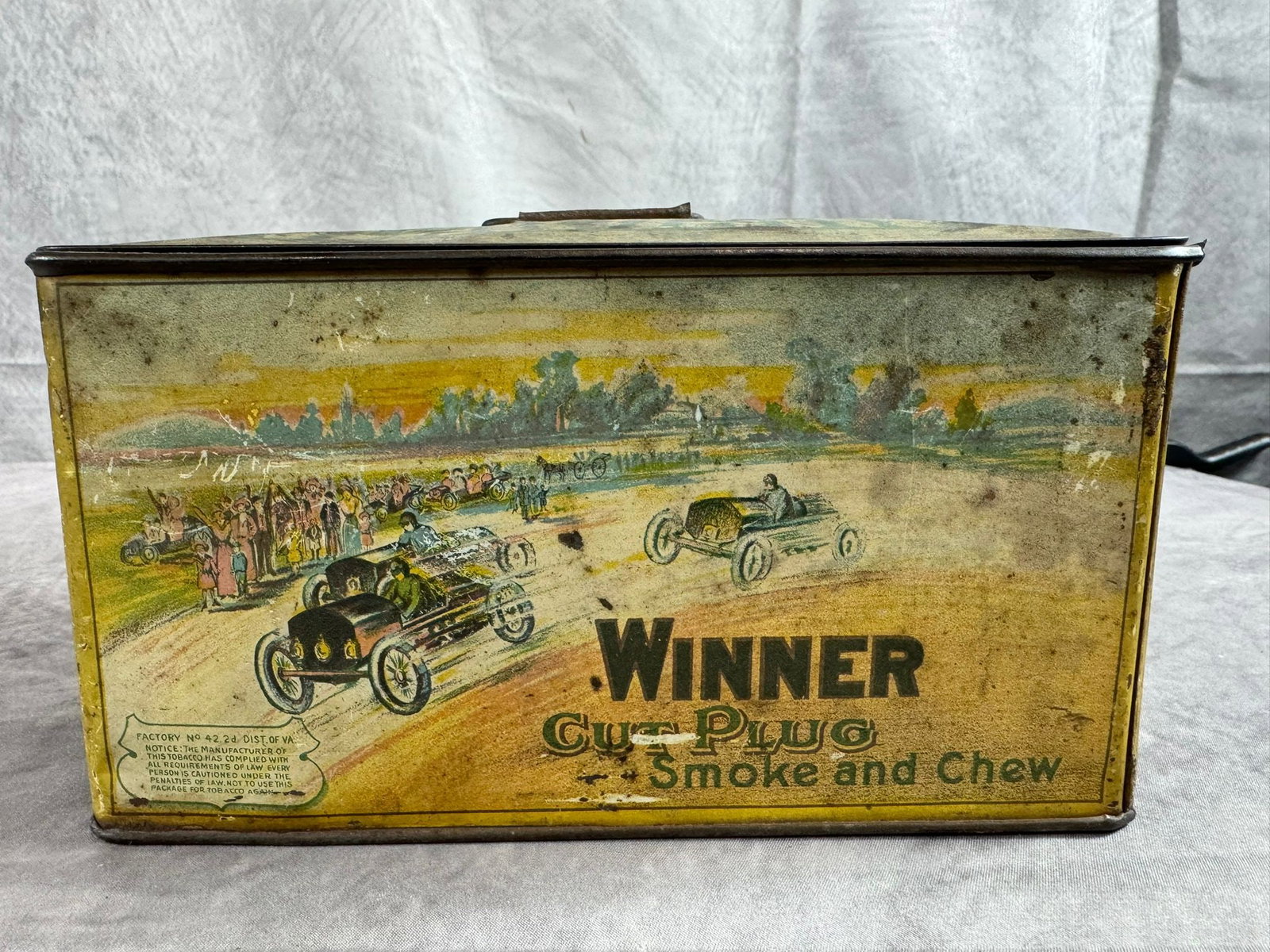 "Winner" Cut 7 Plug Tobacco Tin Container (1 of 4)