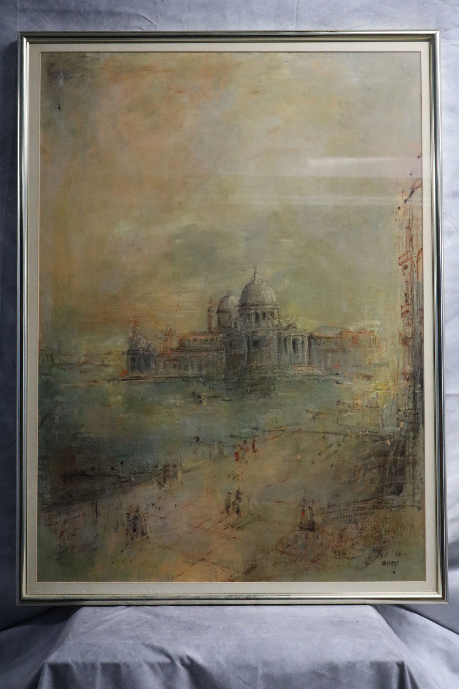 Basilica Santa Maria della Salute Italian Painting. Pastel on canvas (1 of 4)
