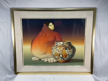 "Acoma" by R.C. Gorman (American, B.1931-2005) Lithograph
