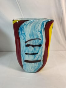Hand-blown multicolor art glass vase