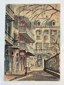 "Pirates Alley" - J. Sulzer (American) Watercolor