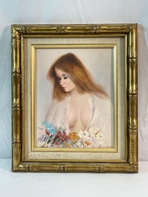 Kenning Nude Oil on Canvas – Framed Painting