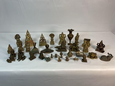 37 assorted Brass and Bronze Figurines