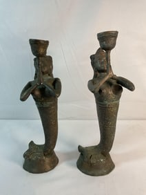 Pair of sea goddess statues