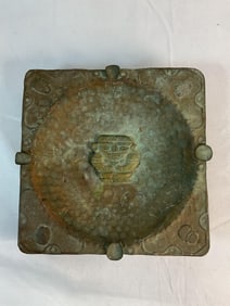 Antique Square Bronze Ashtray