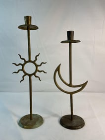 Pair of Moon and Sun Candle Holders