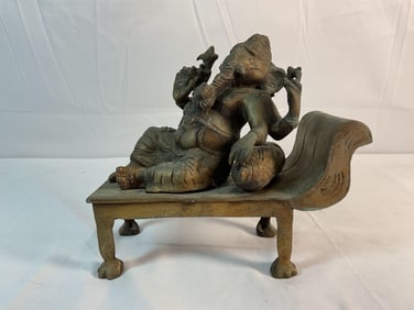 Brass Ganesha on Bed Statue