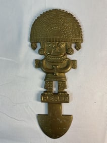 Vintage Brass Peruvian Wall Art – Pre-Columbian Inspired