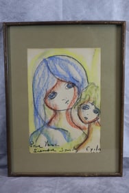 Lourdes Gomez Franca (Cuban/American, 1933-2017) Mixed Media Portrait