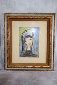 Lourdes Gomez Franca (Cuban/American, 1933-2017) Watercolor Portrait