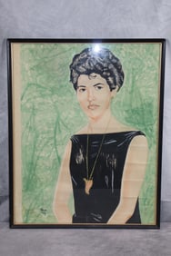 Framed Portrait of a Woman – Mid-Century Modern Style