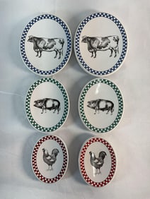 Checkerboard Animal Plates - set of 6