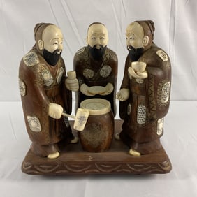 Chinese Bone Carving - 3 Bearded Men