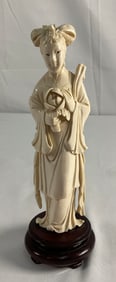 Chinese Bone Carving - Lady with Flower