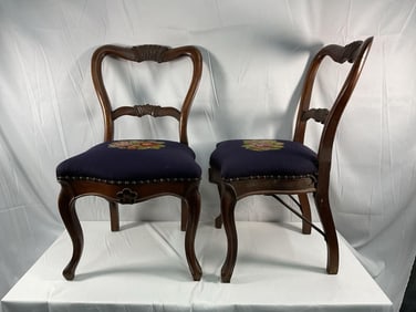 Antique Victorian Carved Balloon Back Chairs