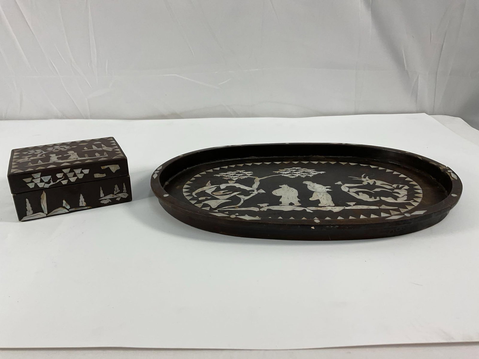 Chinese Black Lacquer Set With Mother of Pearl (1 of 5)