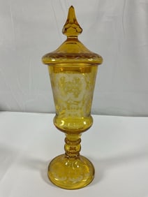 Bohemian Yellow Glass Vase