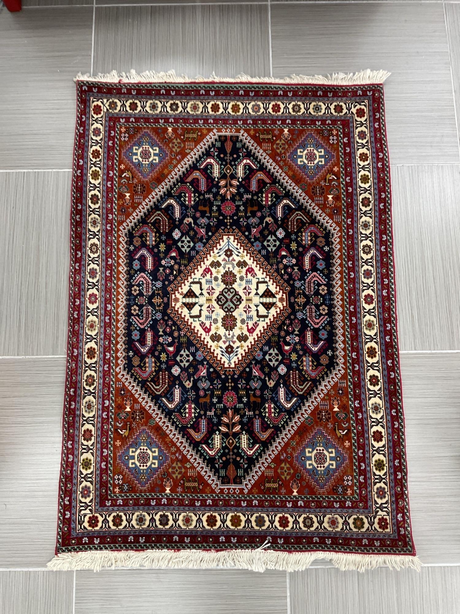 Extra Fine Antique Persian Rug: Wool rug, L5ft W3.5ft approx