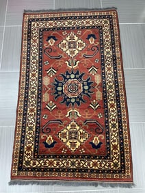 Vintage Persian Fine Red & Blue Rug