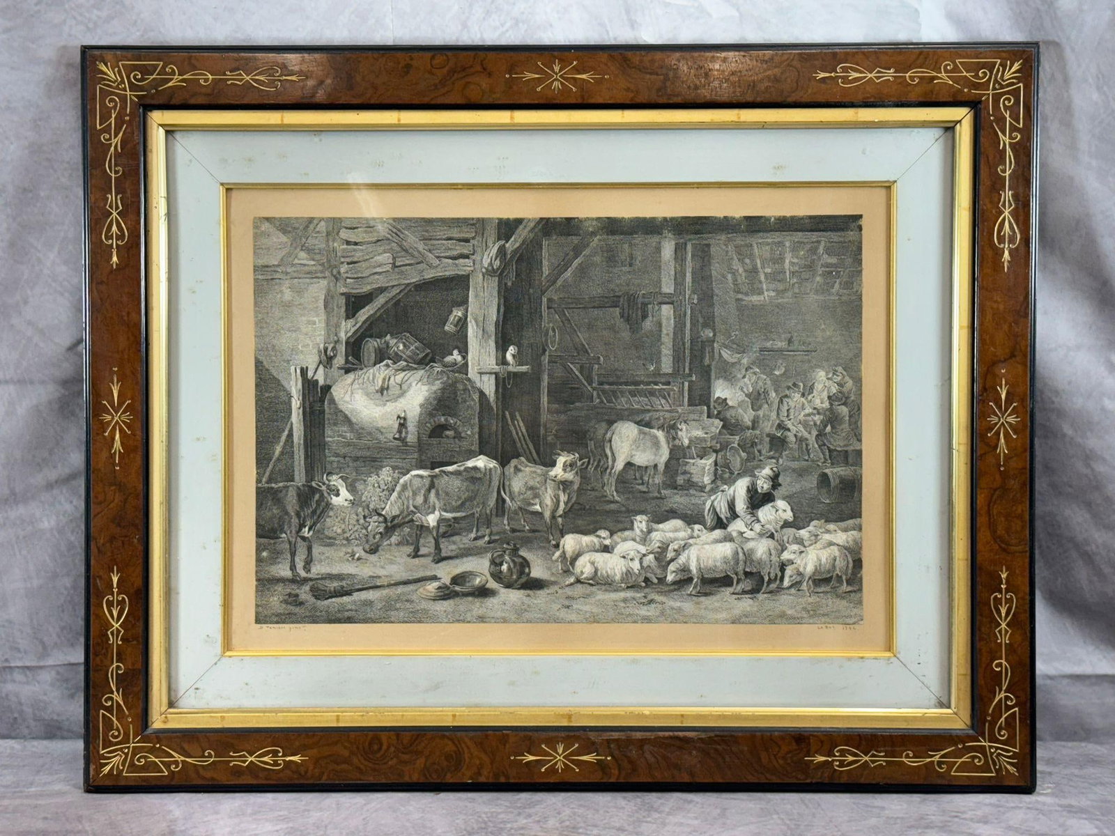 David Teniers Dy.  Le Bas 1742 - signed (1 of 3)