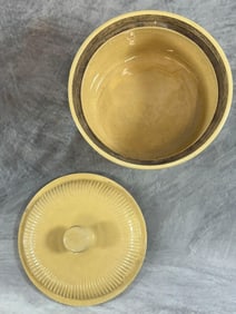 Rare Mocha Banded Butter Crock Hull - Yellowware
