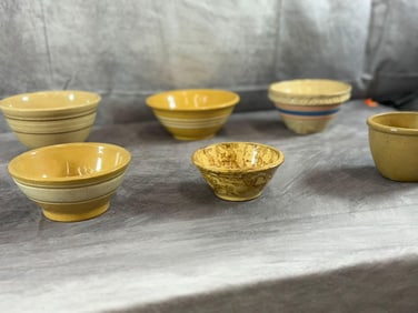 6 Vintage  Small Yellow Ware Bowls