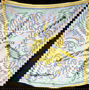 Franck Muller Silk Scarf: This is a luxurious silk scarf designed by the renowned Swiss watchmaker Franck Muller. Known for his exceptional timepieces, this scarf reflects the brand's dedication to elegance and sophistication.